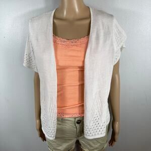 Avenue white knit overthrow cardigan